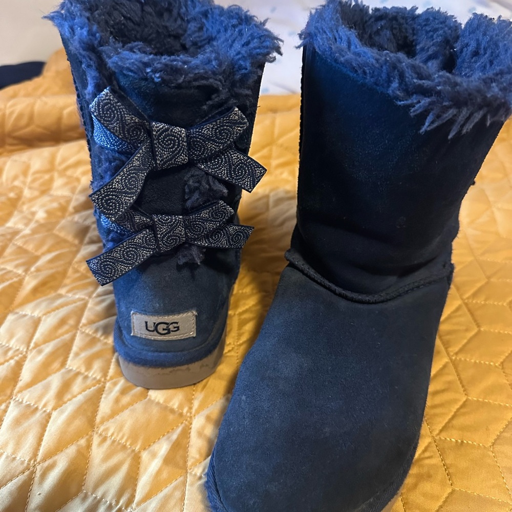 UGG Blue Winter Boots with Bow Detail